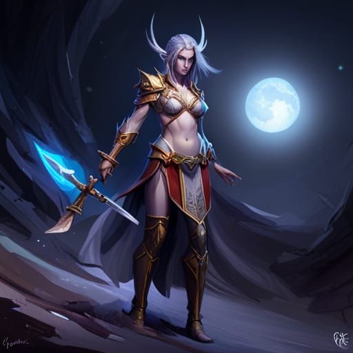Dark Elf Warrior in Dark Fantasy Style