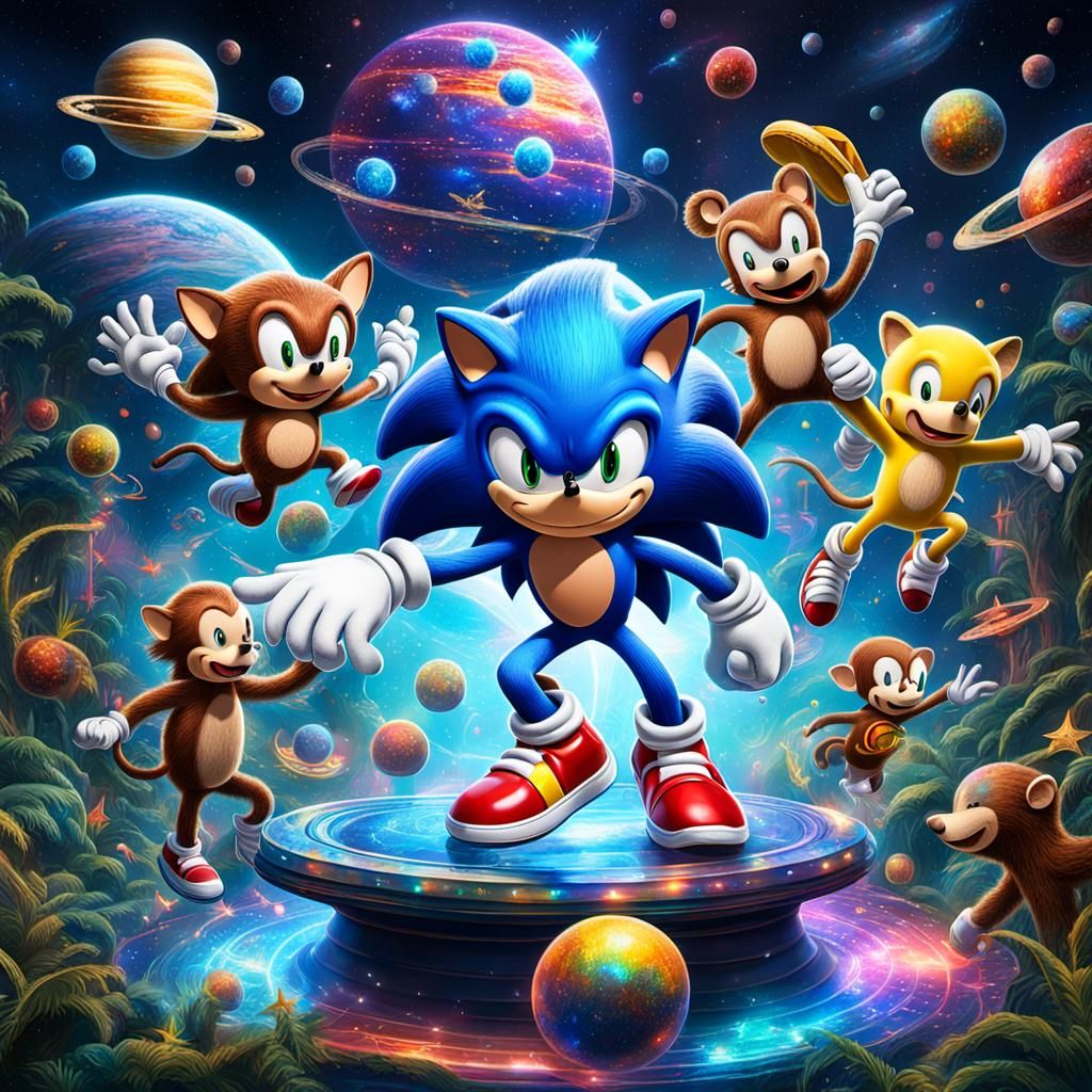 Sonic vs Curious George: Astral Illustration