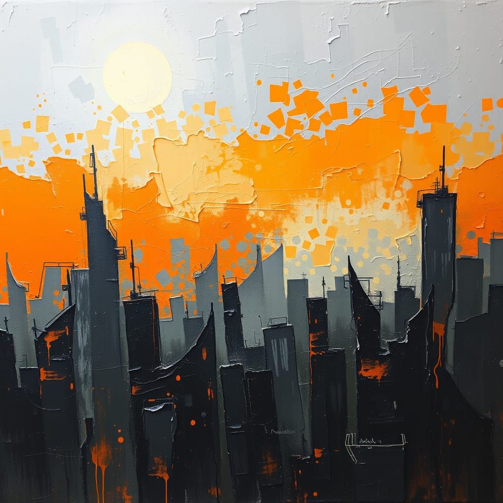 Abstract Oil Painting: Wilderness in Urban Setting