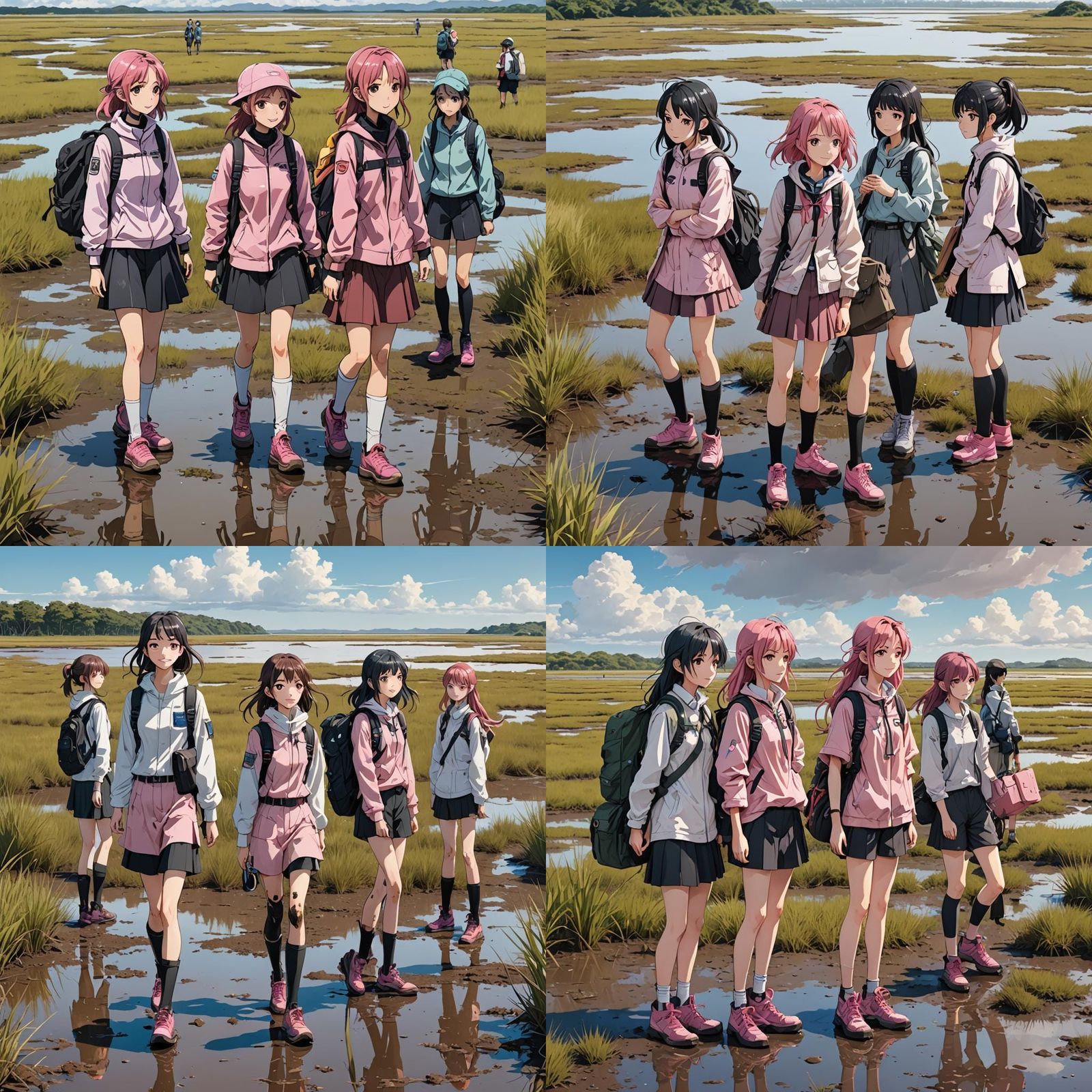 Anime Girls' Marine Biology Field Trip in Detailed Matte Pai...