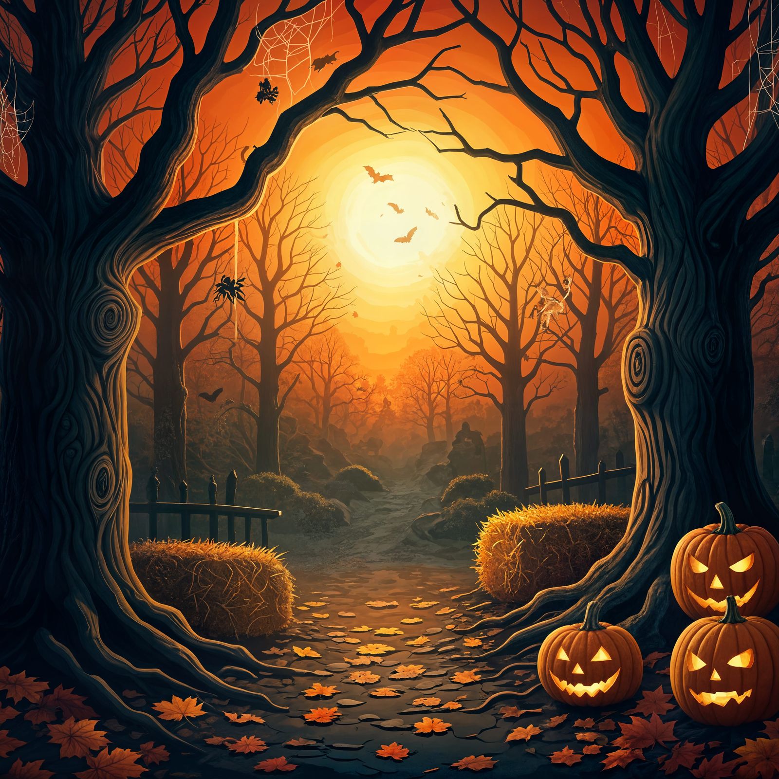 Haunted October Night: Halloween and Autumn Themes
