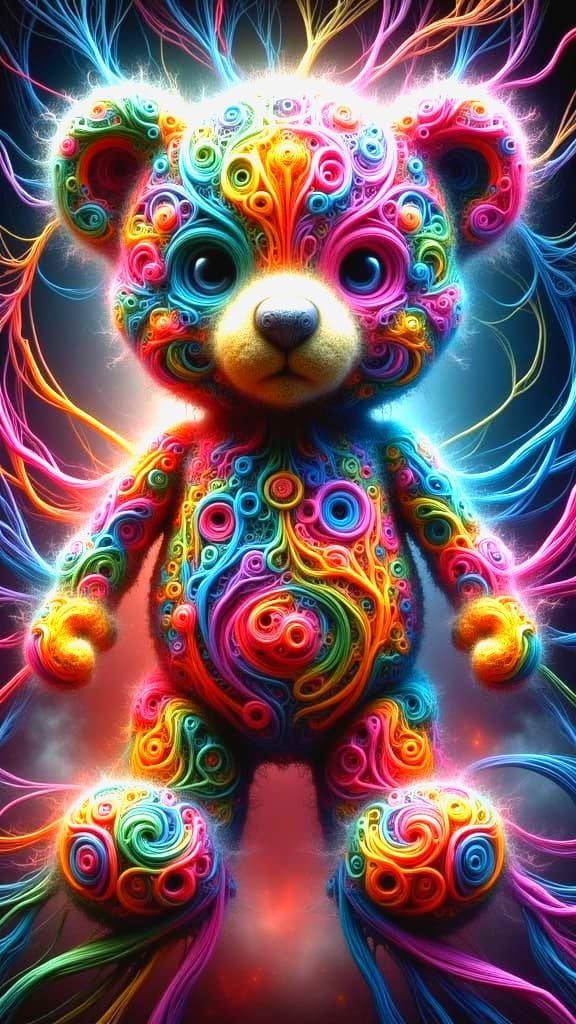 Surreal Abstract Teddy-Bear Merges with Infinite Patterns in...