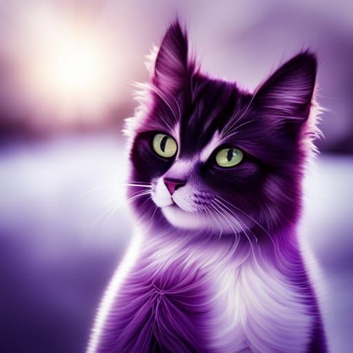 Purple Cat in Winter Wonderland: Professional Photography