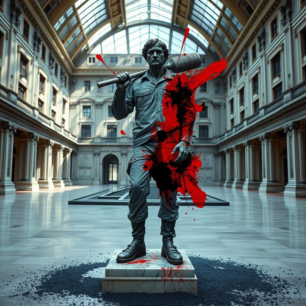 Hyper-Realistic Chimney Sweep Statue in the Louvre