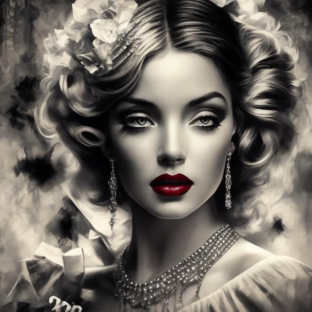 Elegant Women in Movie Noir Style, Vintage Nostalgia