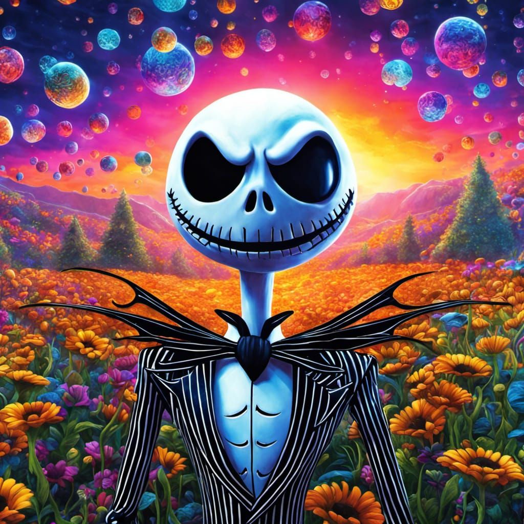 Psychedelic Jack Skellington in Pen and Ink