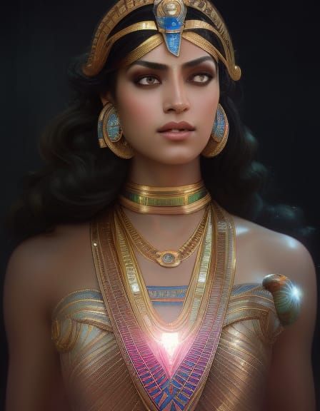 Anuket: Egyptian Goddess Portrait in Hyperdetailed Style