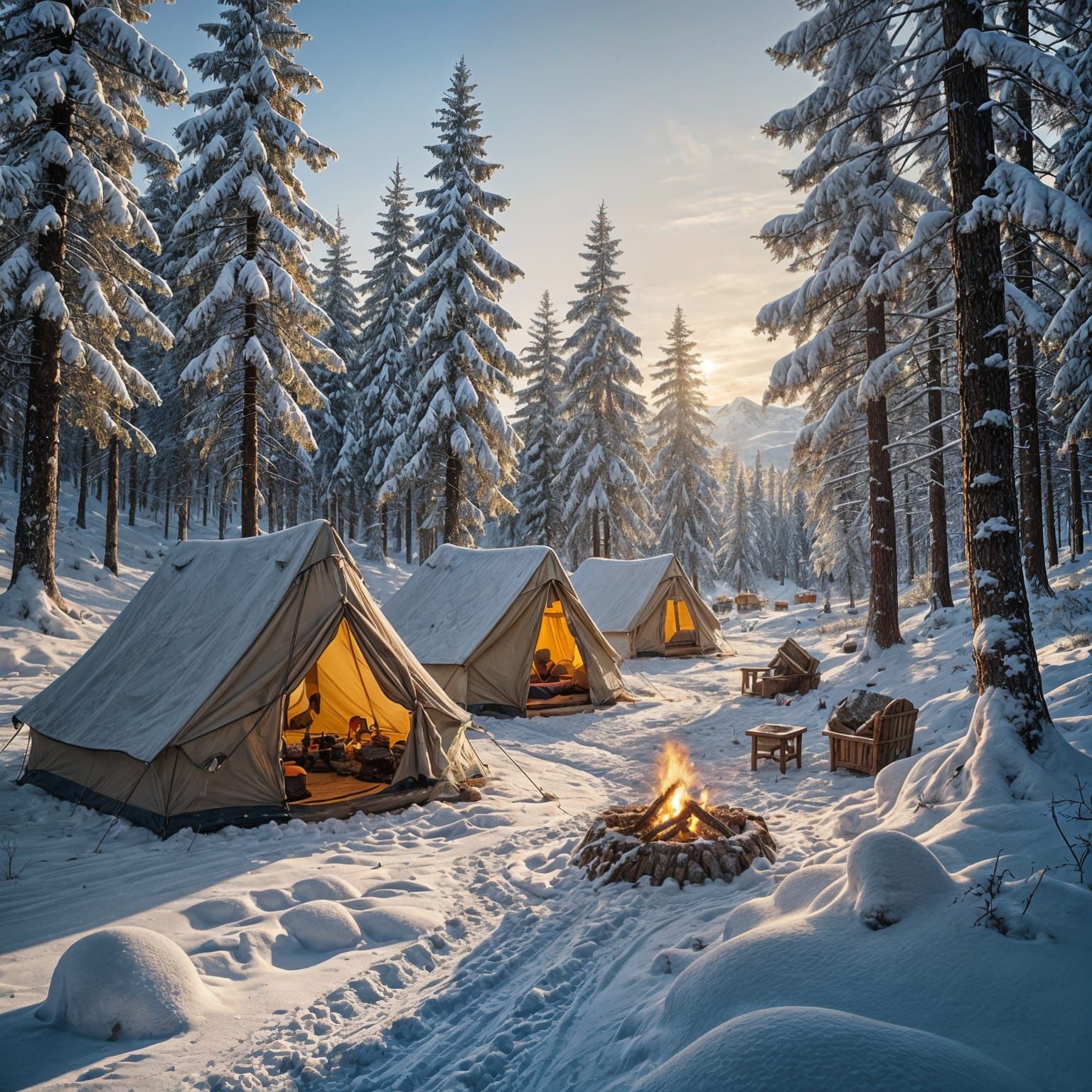 Winter Wonderland Scene in Whimsical Brush Strokes