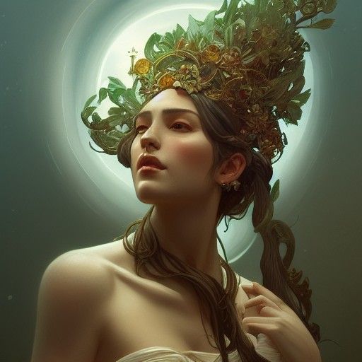 Nature Goddess Portrait in Hyperdetailed Style