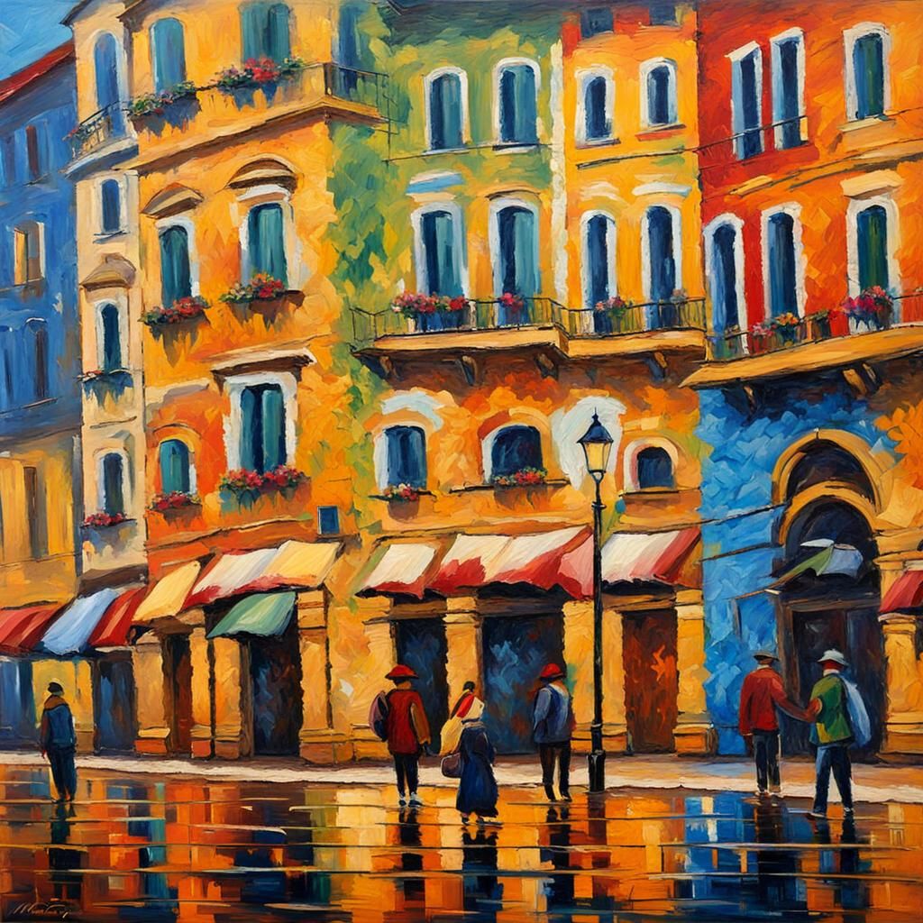 Turin Cityscape in Expressionist Impasto Style