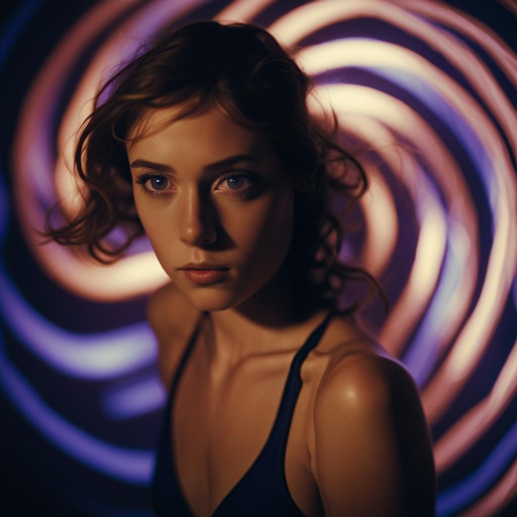 Mysterious Swimsuit Model Entranced by Hypnotic Vortex