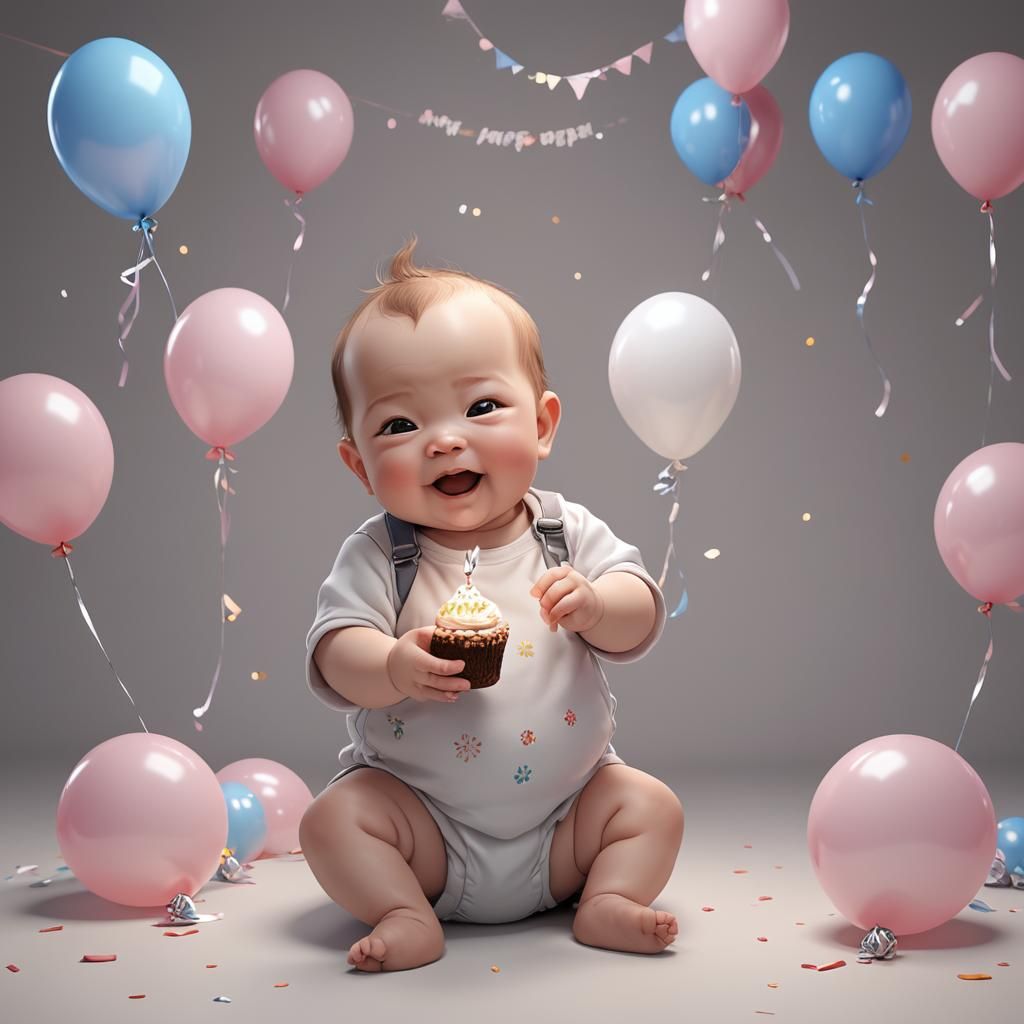 Baby Fetus Birthday Wish: 3D Anime Art