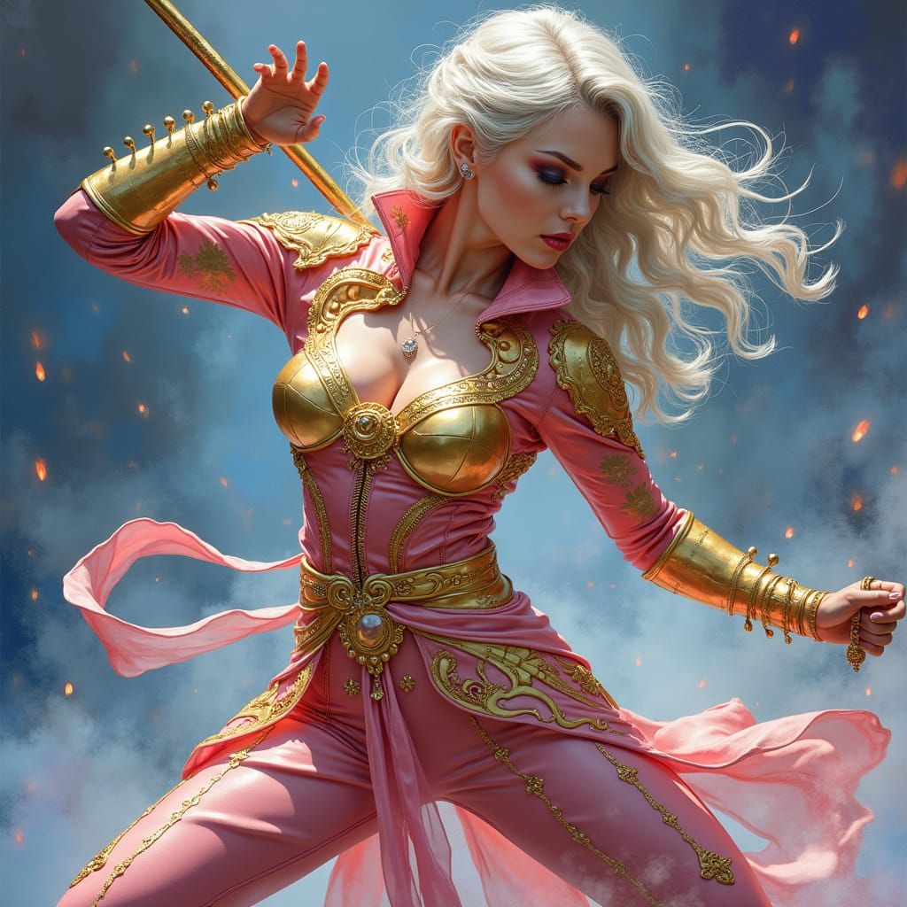 Ethereal Warrior Goddess Unleashes Supernatural Fury