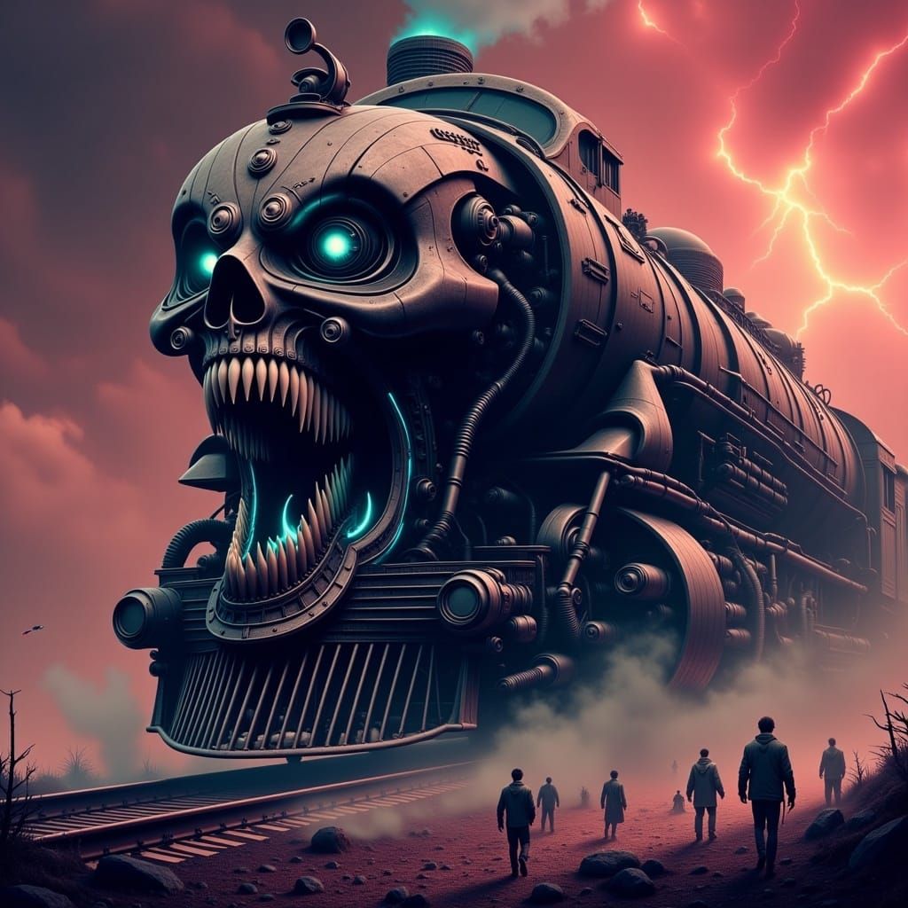 Colossal, Mechanical Beast Train in a Cyberpunk Apocalypse