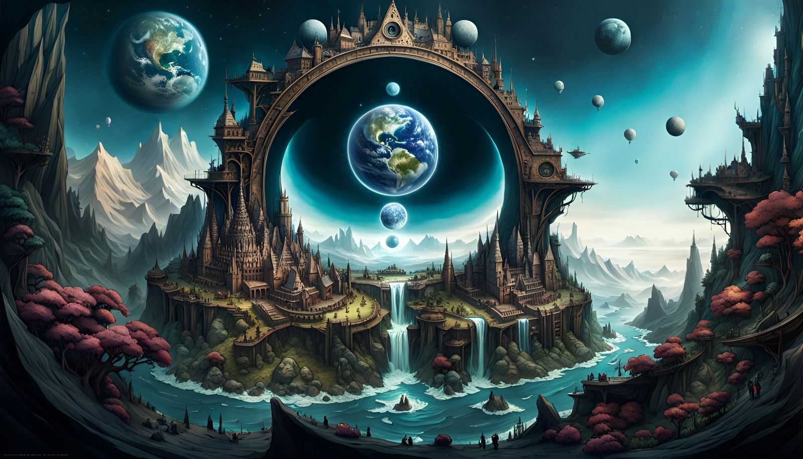 Intricate Fantasycore Artwork in Triadic Colors