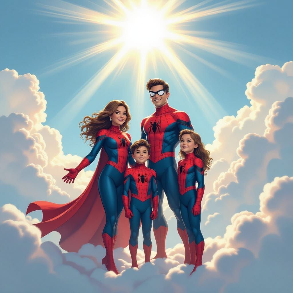 Spiderman Family in Divine Sky