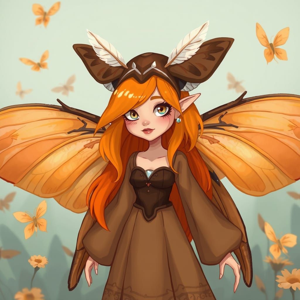 Moth Fae Lolthalia in Cartoon Style