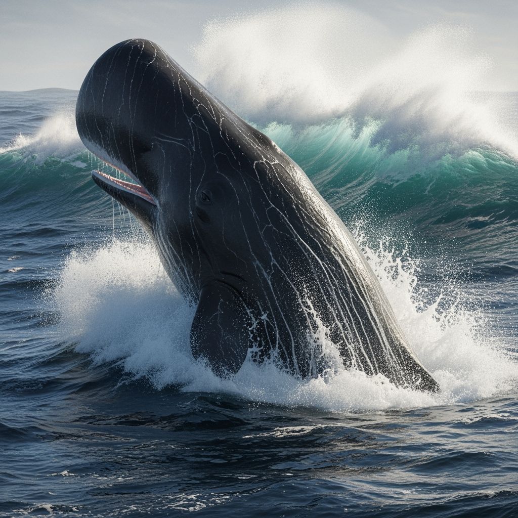 Majestic Whale Breaching: Hyperrealistic Ocean Art
