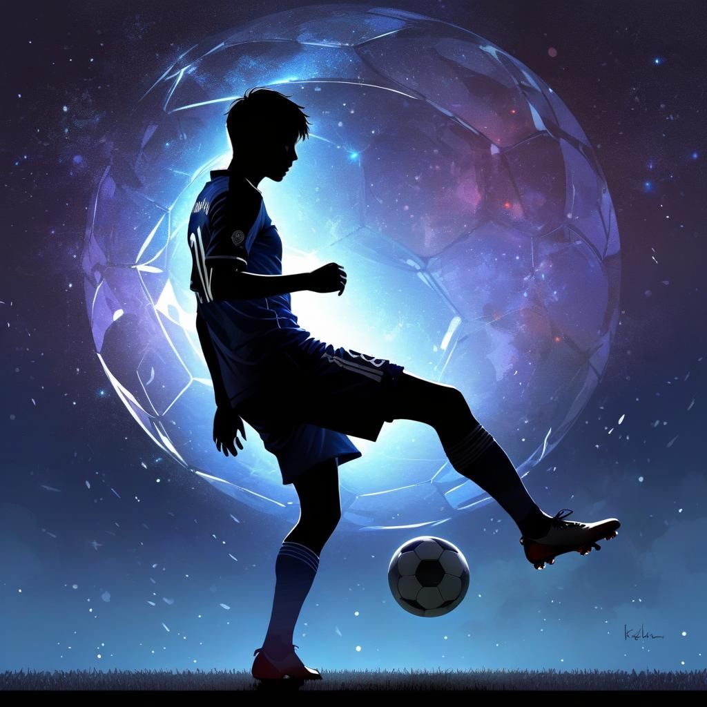Silhouette of Soccer Player in Starscape