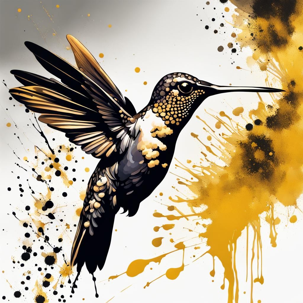 Hyperrealistic Hummingbird in Splash Art Style