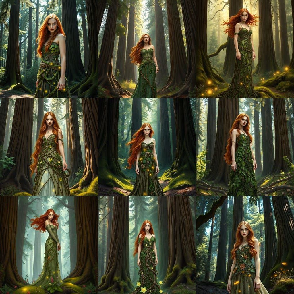 Mystical Forest Goddess in Art Nouveau Hyperrealism