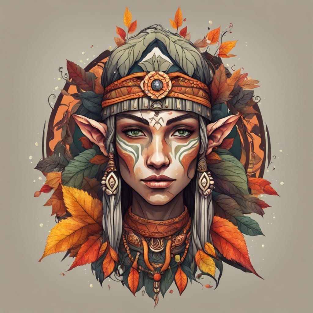 Autumn Tribal Elf in Forest Glade