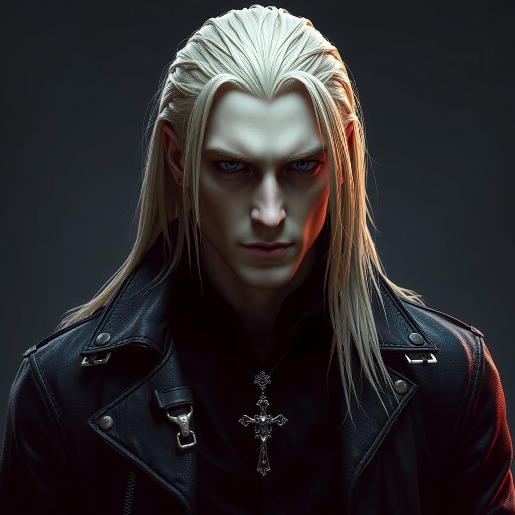 Pale Vampire with Blonde Hair in Fantasy Art Style