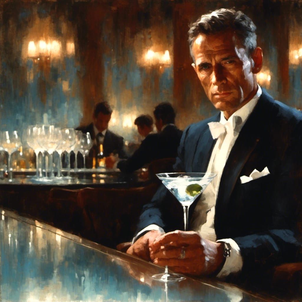 James Bond Martini in Film Noir Style