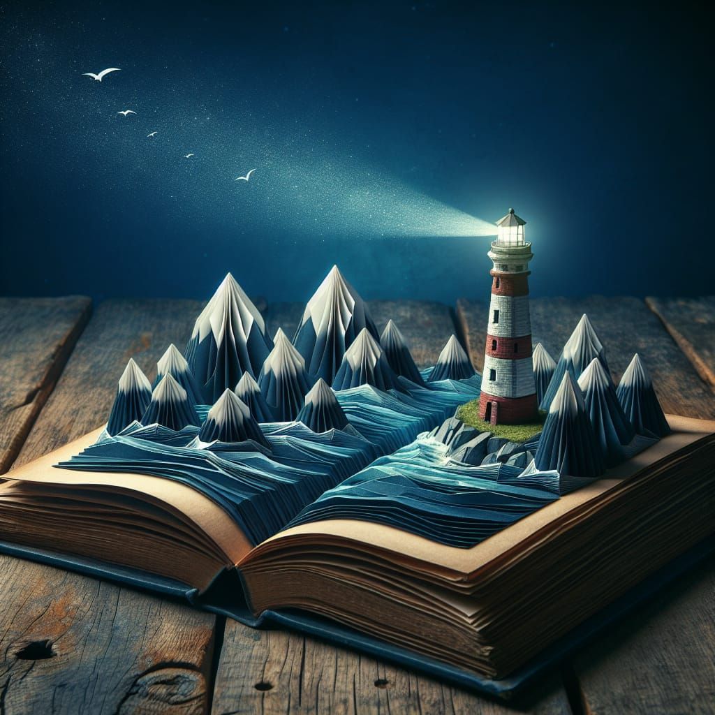 Whimsical Origami Landscape Erupts from Ancient Book