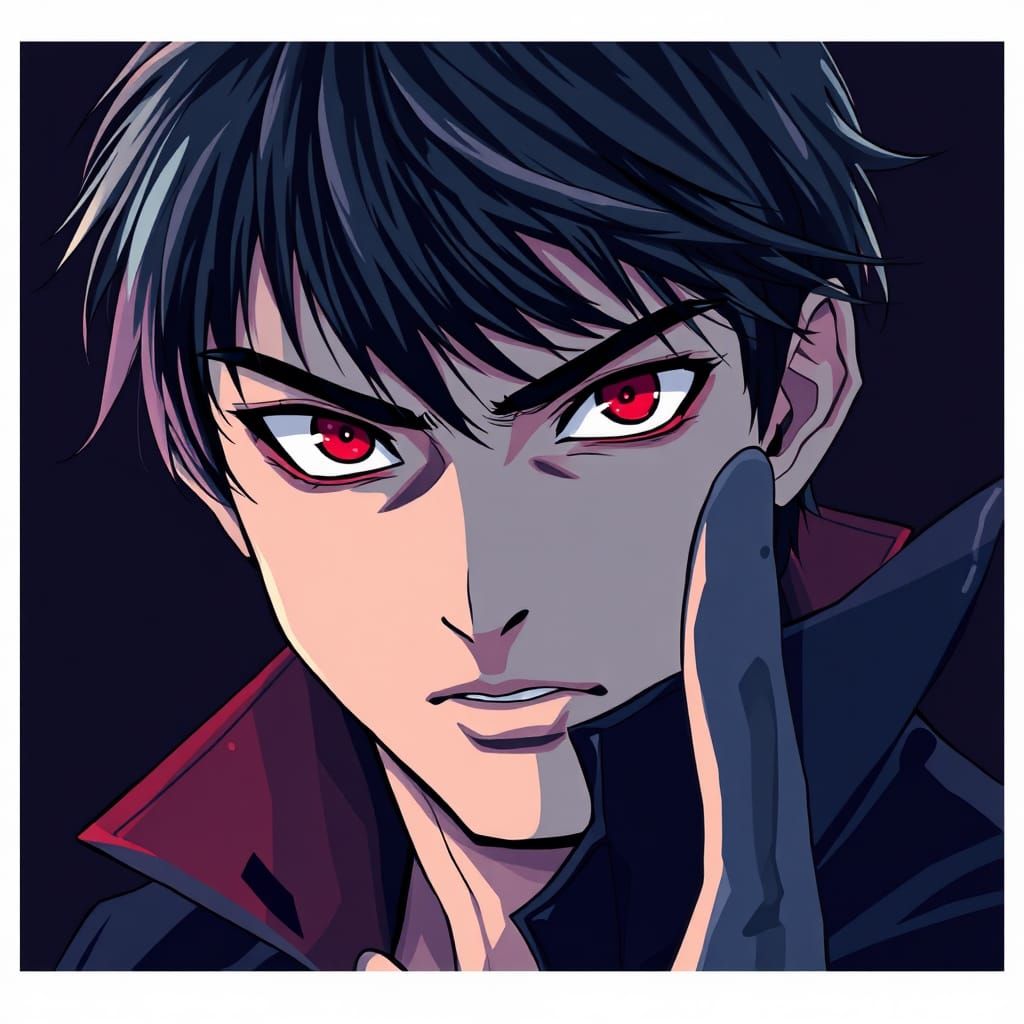 Manga-Style Teenage Vampire in Dramatic Pose