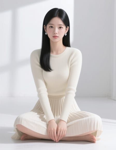 Anime-Inspired Korean Idol in Minimalist Studio