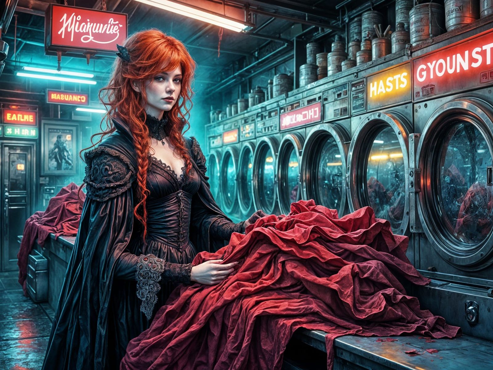 Vampire Queen Washes Capes in Mundane Laundromat
