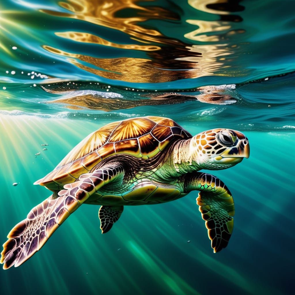 Avocado Sea Turtle Hybrid in Vibrant Oil Painting Style