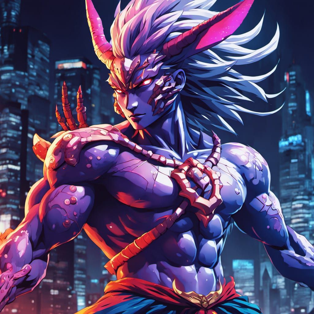 Heroic Anime Therian in Dynamic Cinematic Style