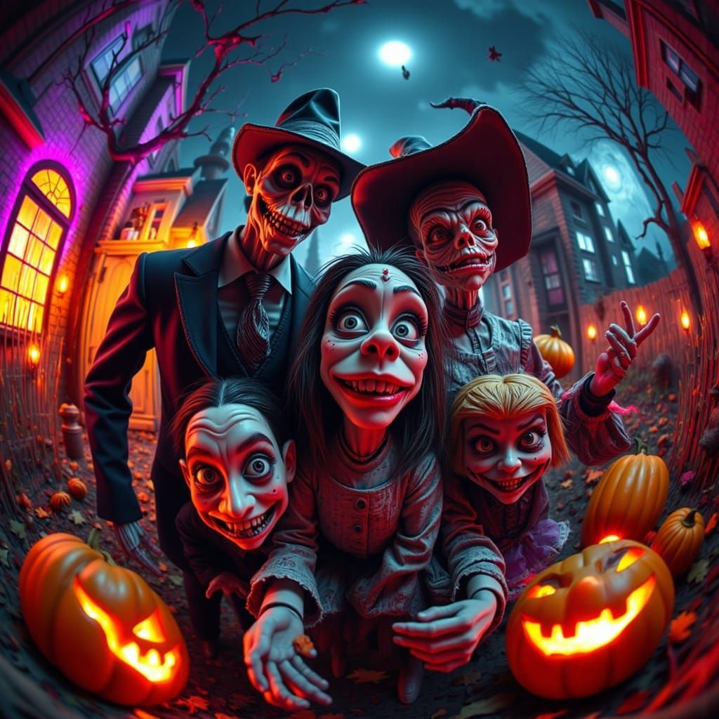 Creepy Claymation Family on Halloween Night