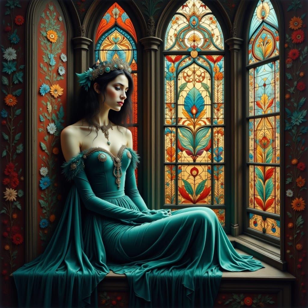 Lady in a window sill