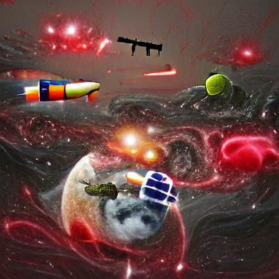 Intense Space Battle Scene