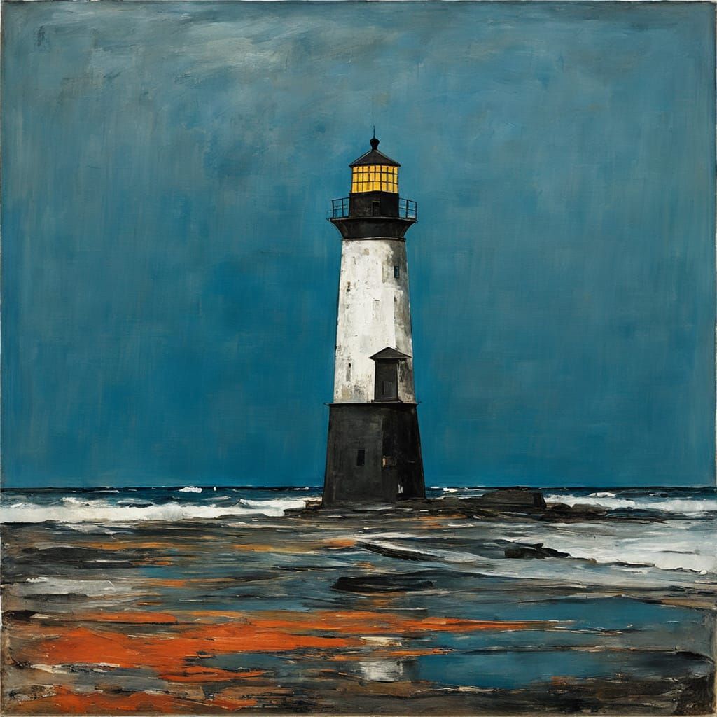 Lighthouse Keeper's Hidden Truth in Vibrant Abstraction