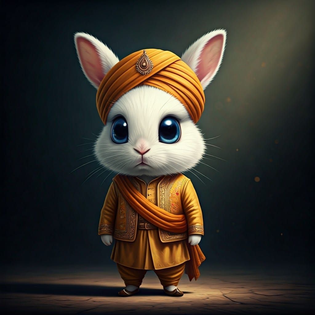 Chibi Punjabi Bunny in Traditional Attire