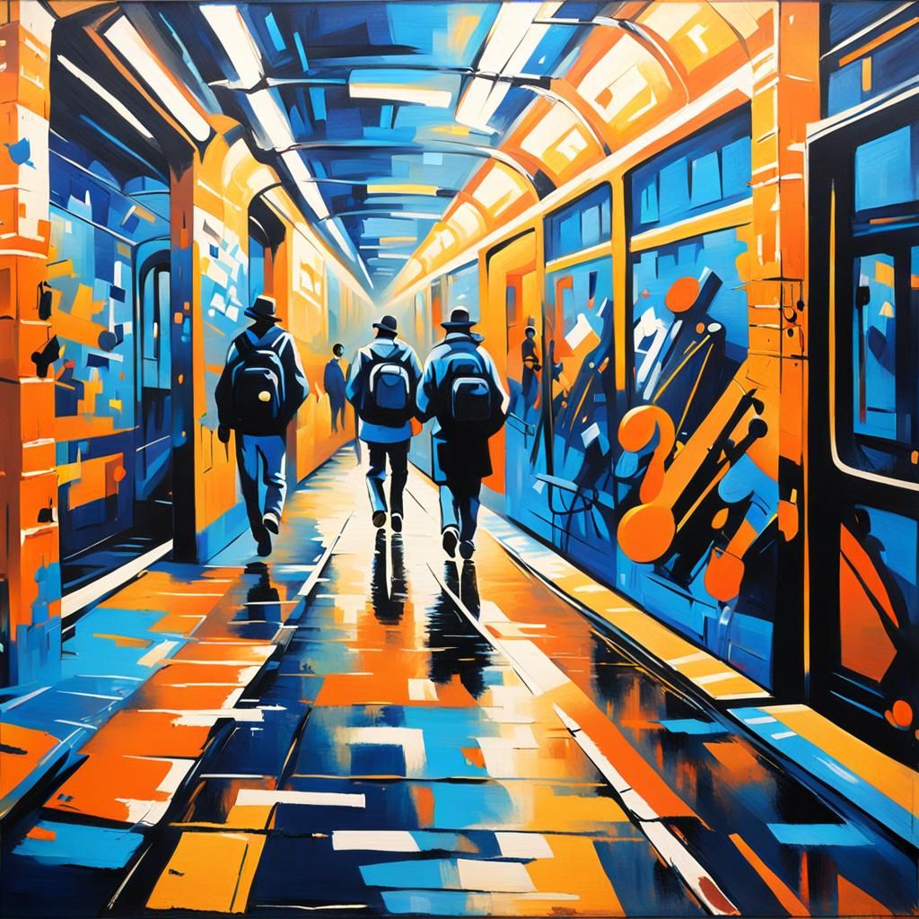 Graffiti Subway in Neo-Impressionist Expressionist Style
