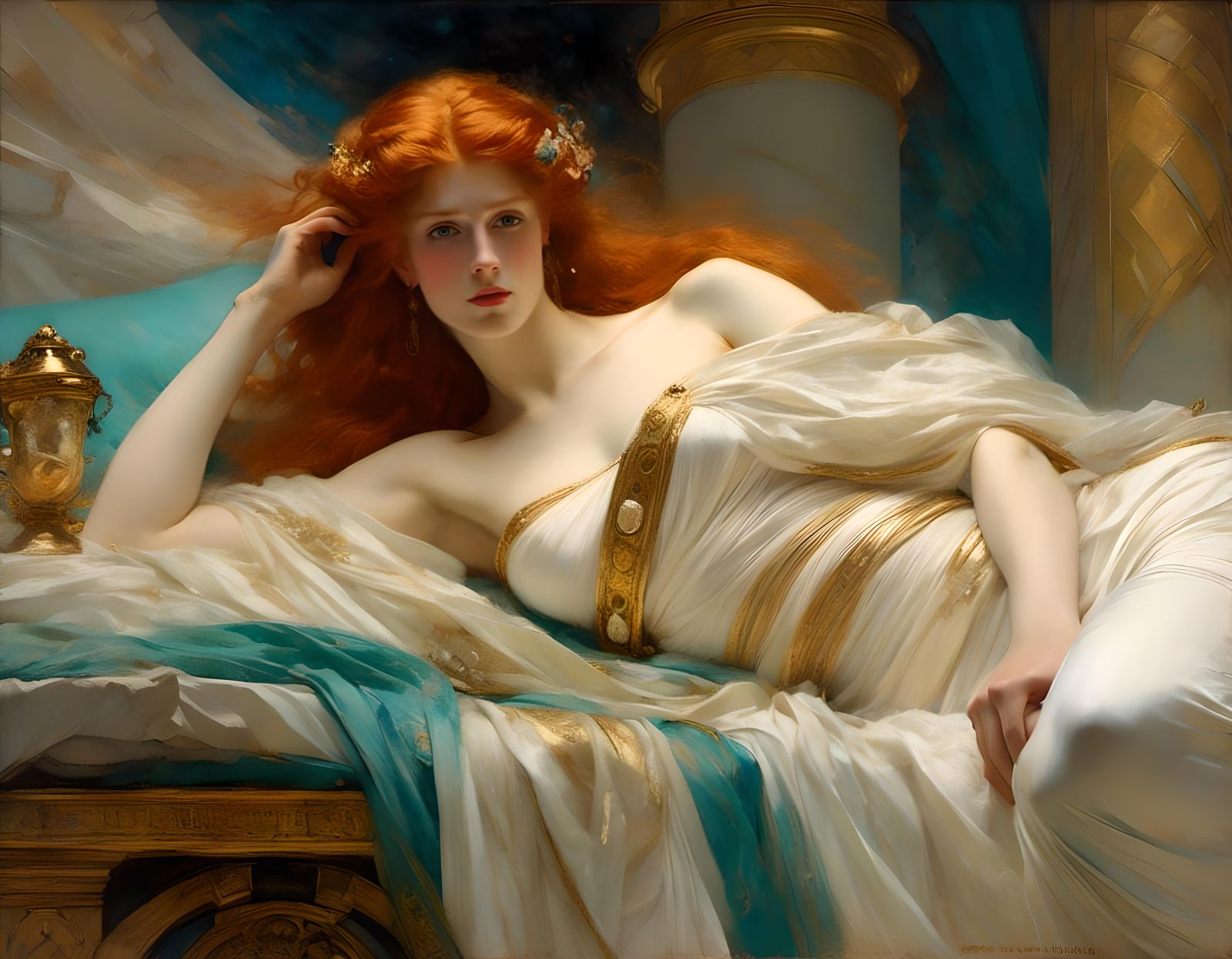 Classical Greek Agora Scene in Pastel Oil Painting