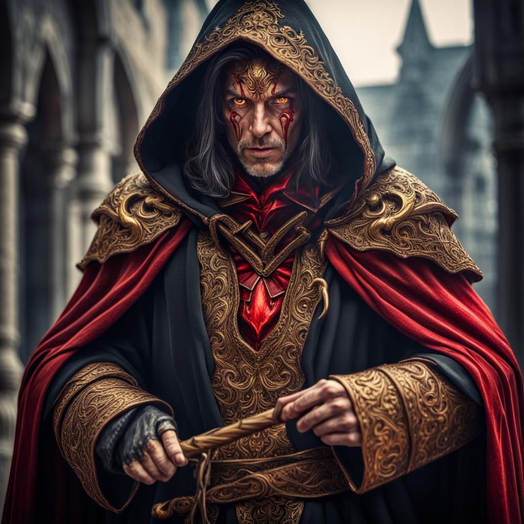 Hyperrealistic Wizard Prince with Golden Staff