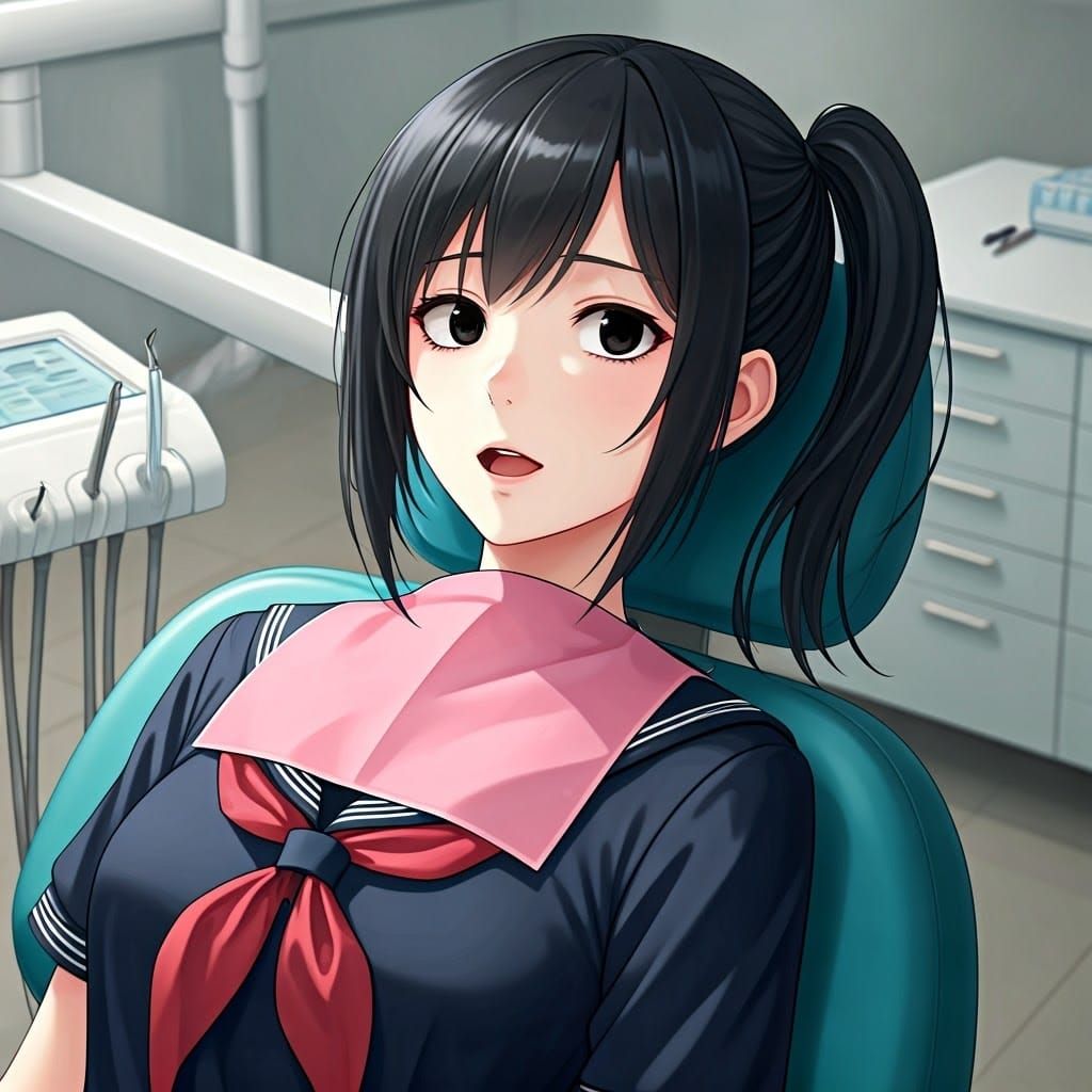 Girl in Sailor Uniform at the Dentist, Manga Art