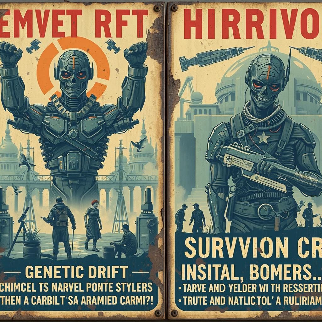 Dystopian Worker Drone in Enamel Sign Art