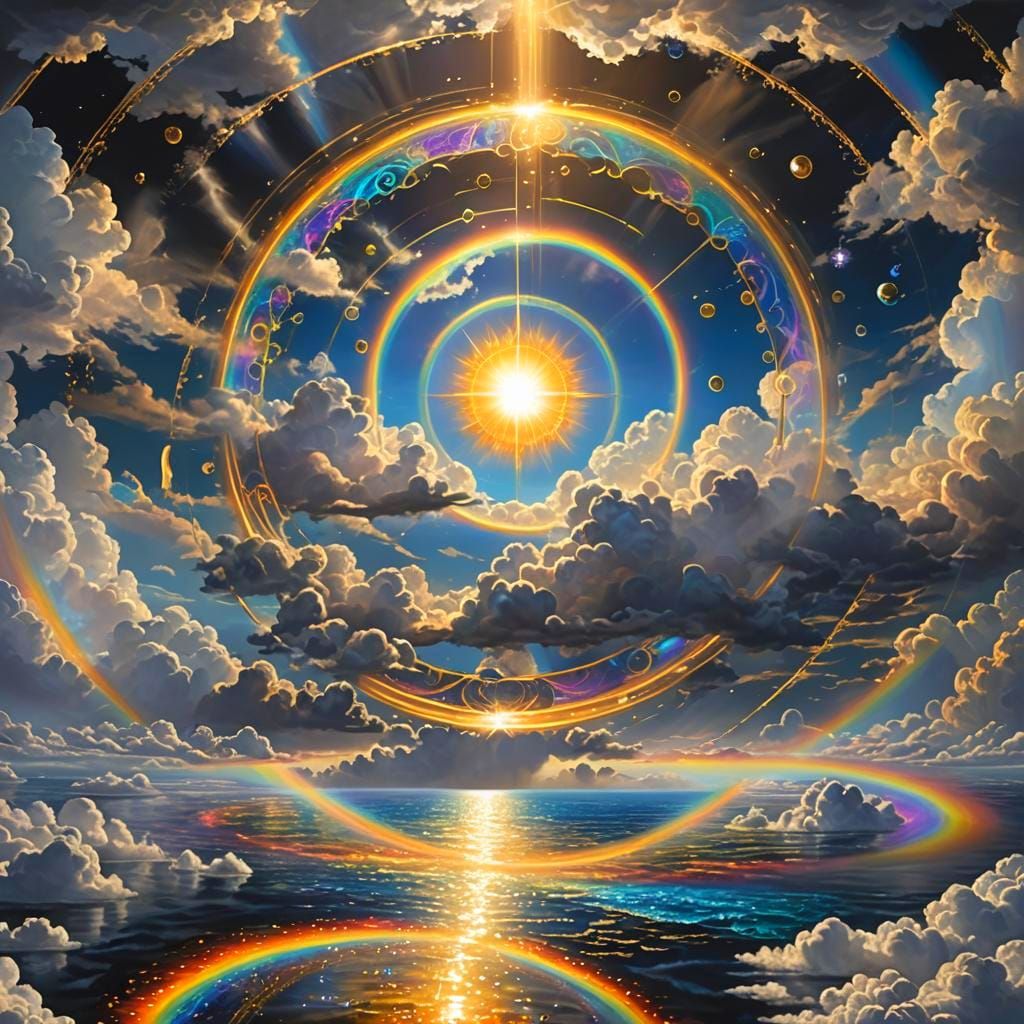 Divine Sky Spell Circles with Glowing Energy