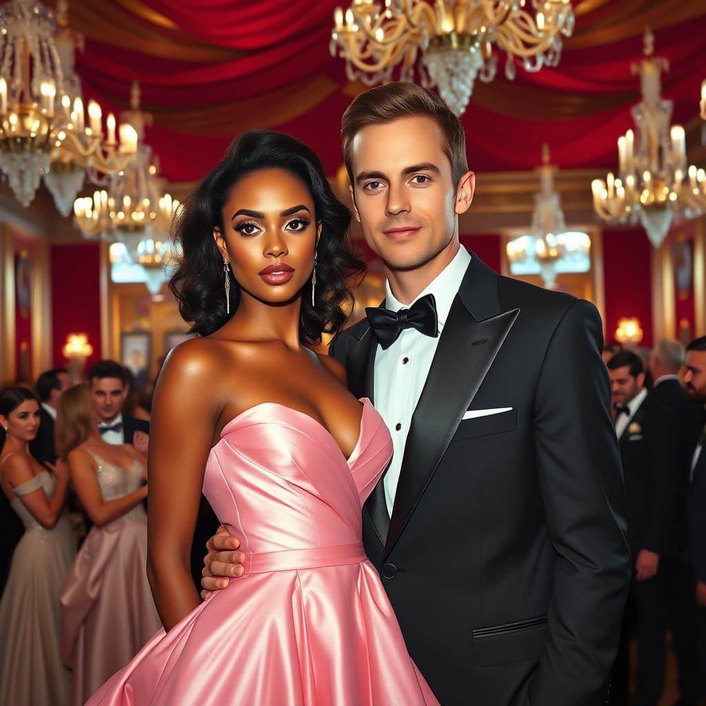 Elegant Gala Portrait in Luxurious Ballroom