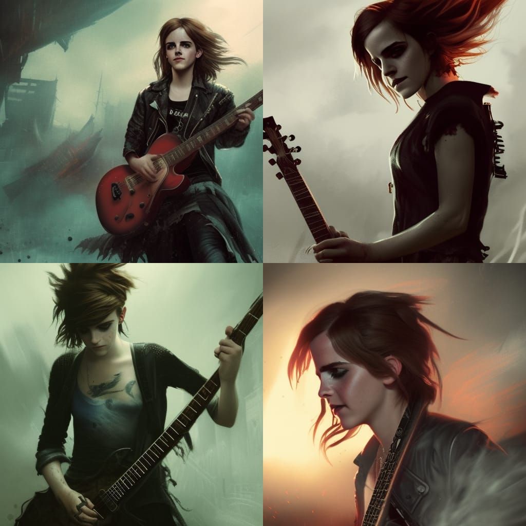 Emma Watson as Punk Rocker with Guitar