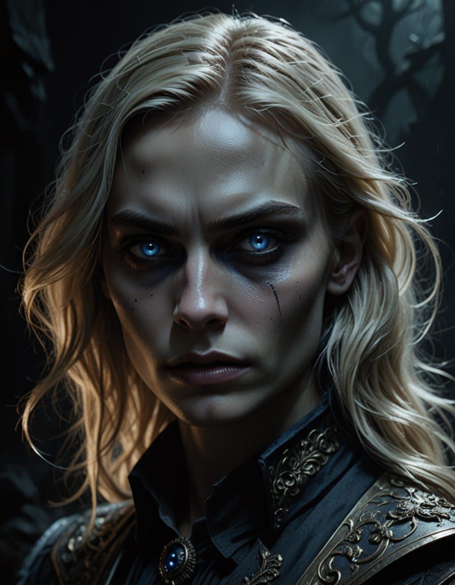 Eerie Androgynous Figure in Dark Fantasy Horror Art