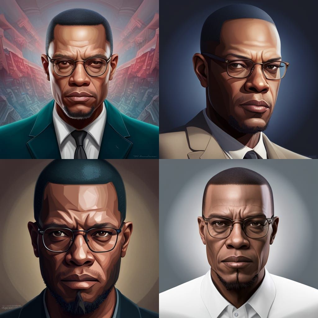 Malcolm X Portrait in Hyperdetailed Digital Art
