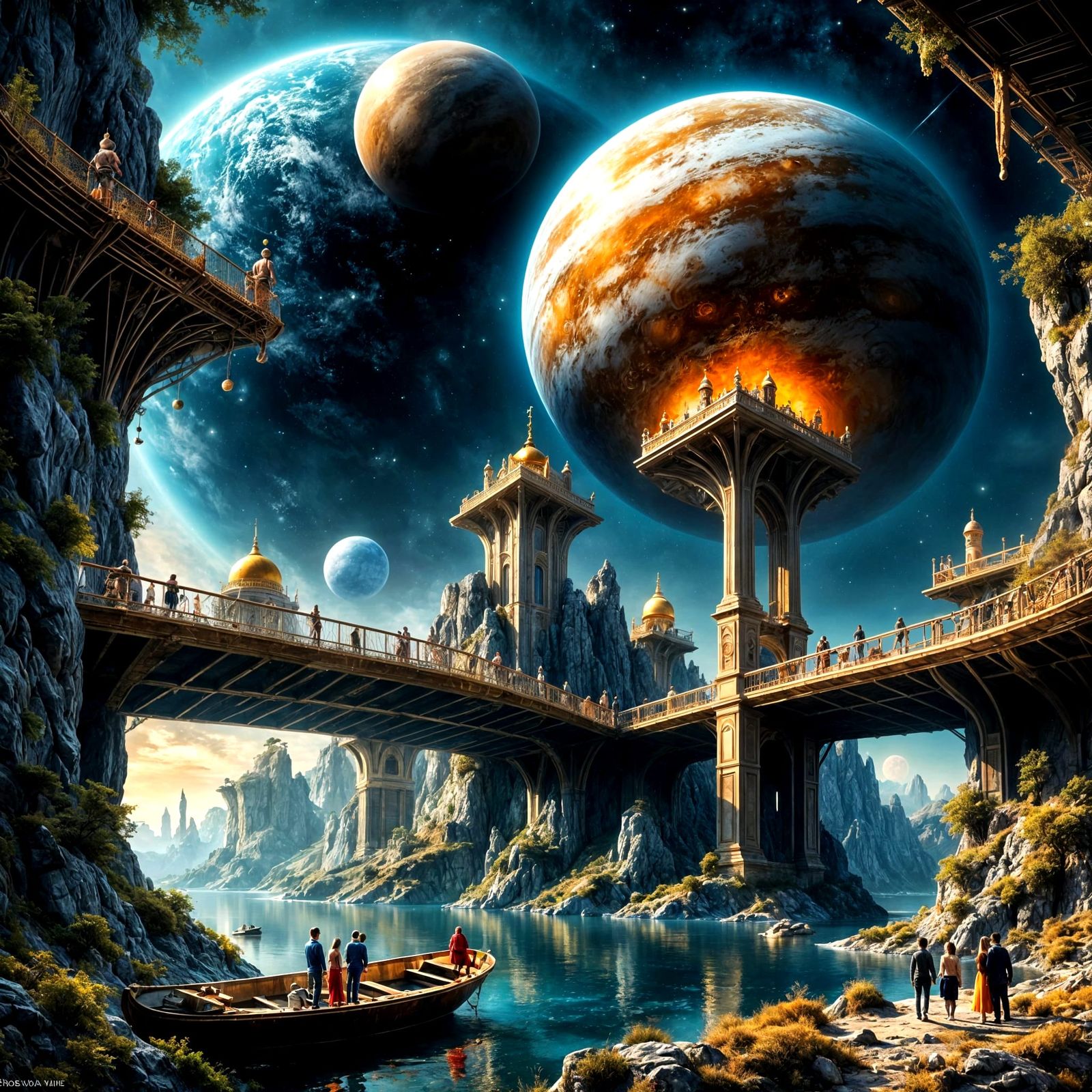 Ethereal Futuristic Cityscape in Space